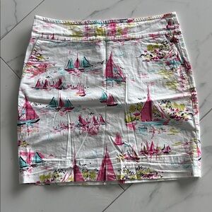 Talbots White Sailboat Print Mini Skirt